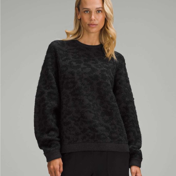 Lululemon Wool-Blend Jacquard Sweater Knit Leopard Graphite Grey Black Large - Picture 14 of 14